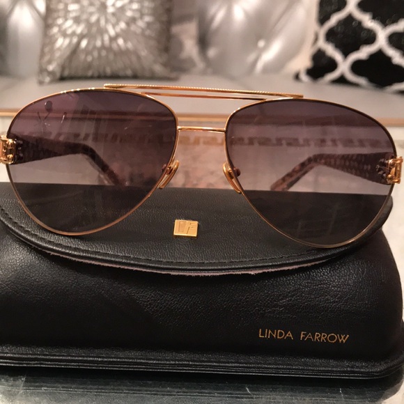 Linda Farrow Luxe Snakeskin Aviators